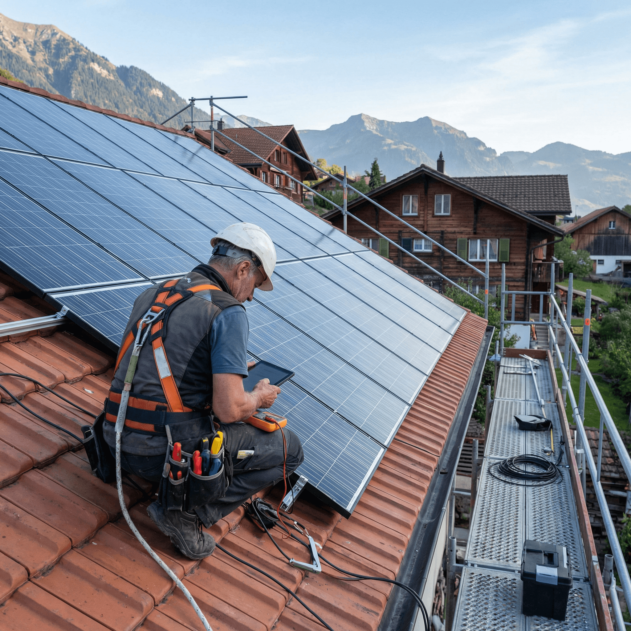 Solaranlage Installation Graubünden